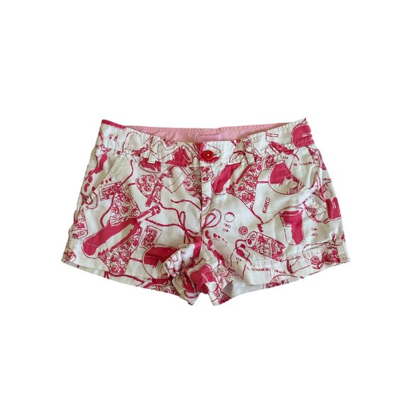 LILLY PULITZER Holy Grail Spin the Bottle Chino Cotton Shorts Size 2 - Picture 3 of 9